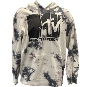 Retro MTV Tie-Dye Hoodie 🎶 Y2K Music Television Logo Sweatshirt Unisex Medium‎